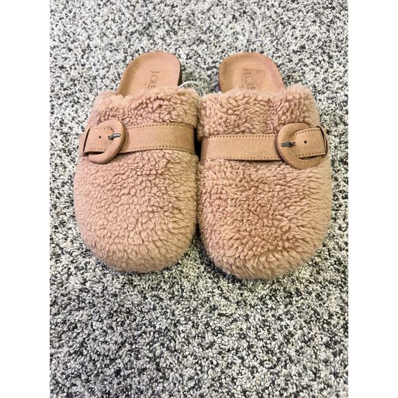 J.Crew Buckle Sherpa Clogs Mules Women’s 6 NEW WITH TAGS Tan/Beige Cozy Winter - Picture 4 of 8